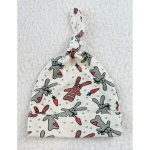 CAT & DOGMA • White/Multi Rabbit Print Organic Cotton Beanie Hat